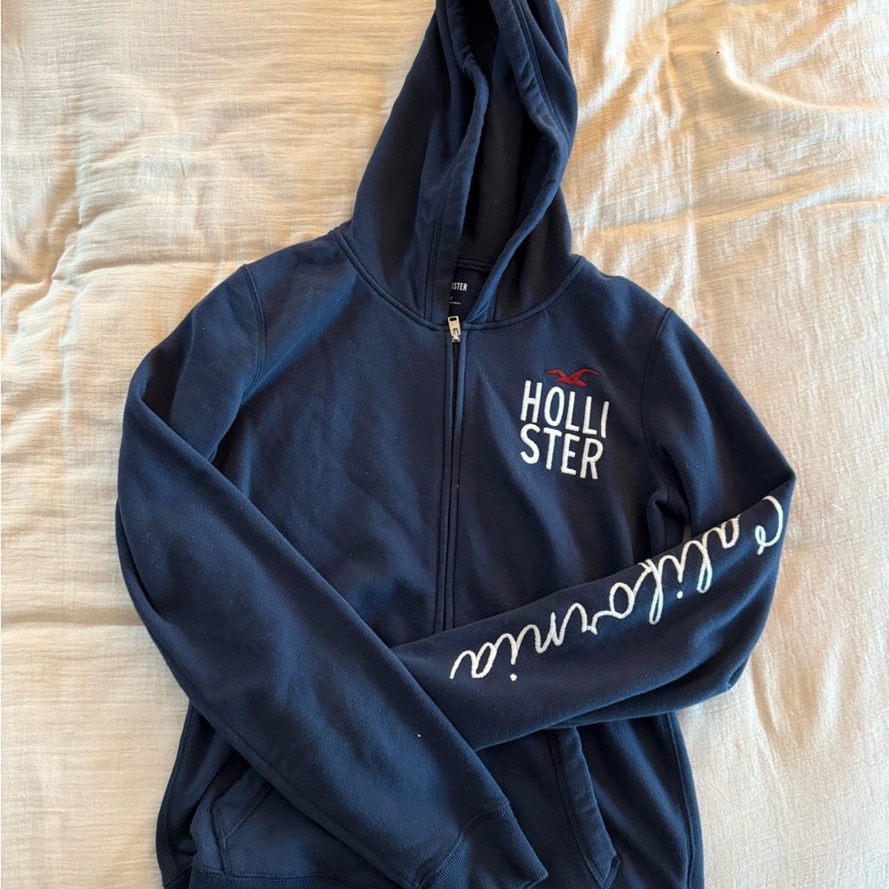 Hollister Y2K Women’s  Dark Blue Zip-Up Sweater